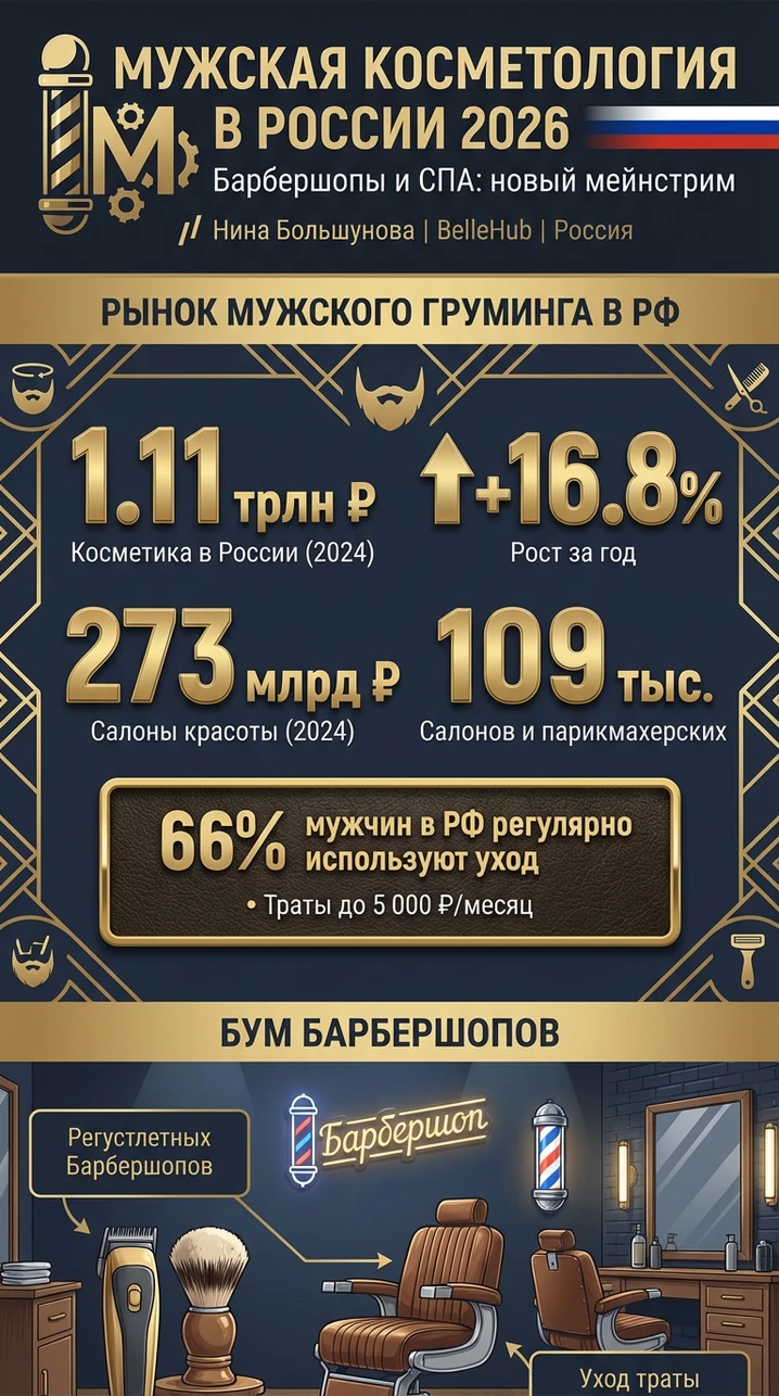 Мужская косметология: почему барбершопы и СПА для мужчин становятся мейнстримом