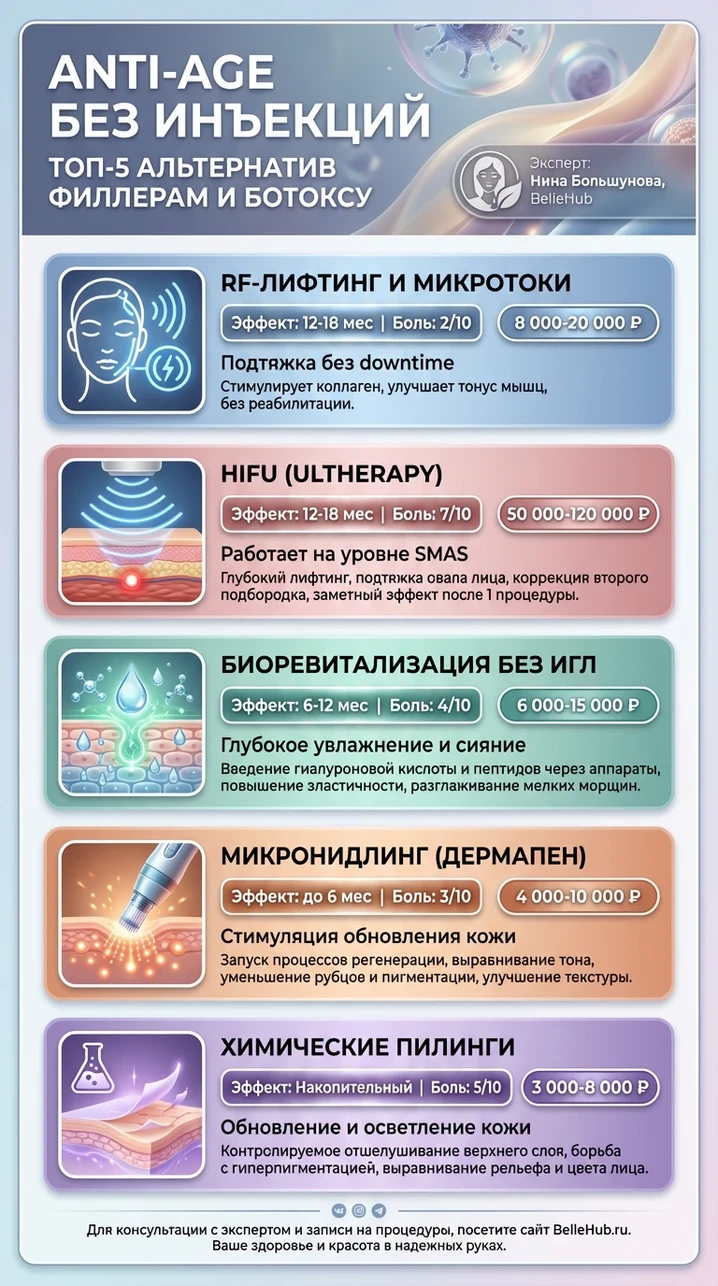 Anti-Age без инъекций: топ-5 альтернатив филлерам и ботоксу