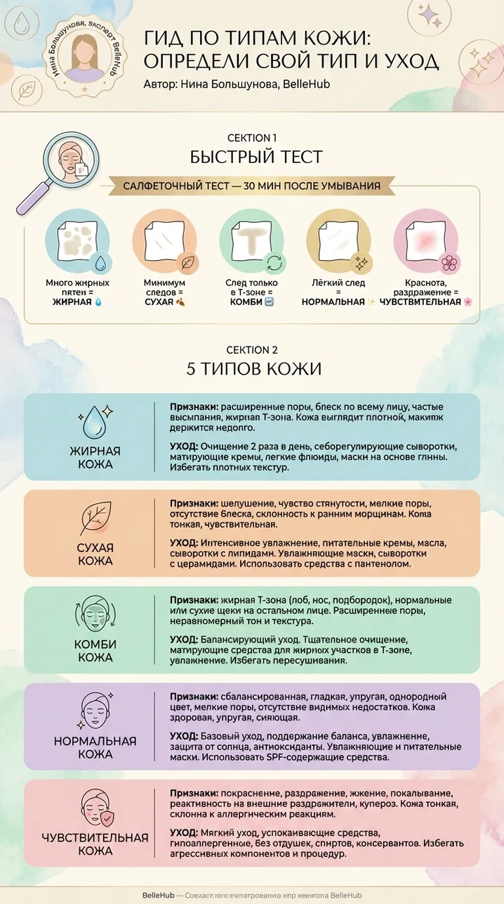 Гид по типам кожи: как определить свой тип и правильно за ним ухаживать